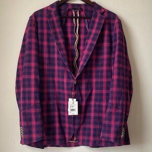 Robert Graham Pink and Navy Plaid Blazer